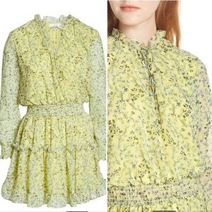 NSR Emma Yellow Floral Ruffle Mini Dress
